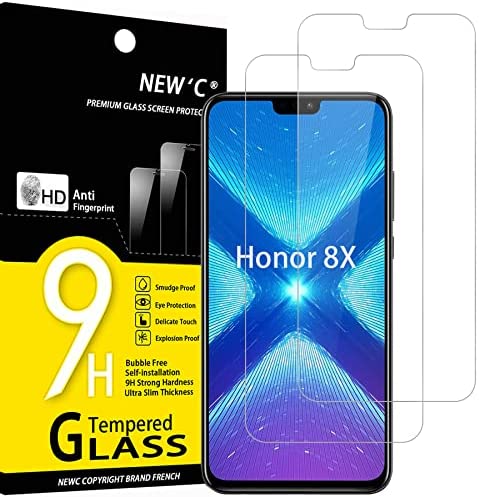 NEW'C Lot de 2, Verre Trempé pour Honor 8X, Film Protection écran sans Bulles d'air Ultra Résistant (0,33mm HD Ultra Transparent) Dureté 9H Glass Fiche Technique et Prix au Maroc