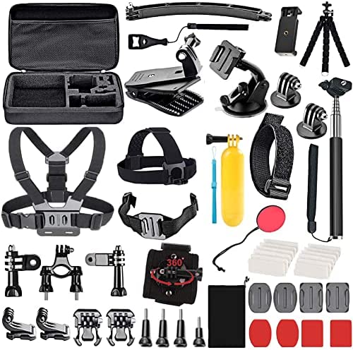YHTSPORT Kit d'accessoires de caméra d'action 50 en 1 compatible avec GoPro Hero 11 10 9 8 Max 7 6 5 4 Hero Session Fusion Silver White Insta360 DJI SJCAM APEMAN AKASO etc Fiche Technique et Prix au Maroc