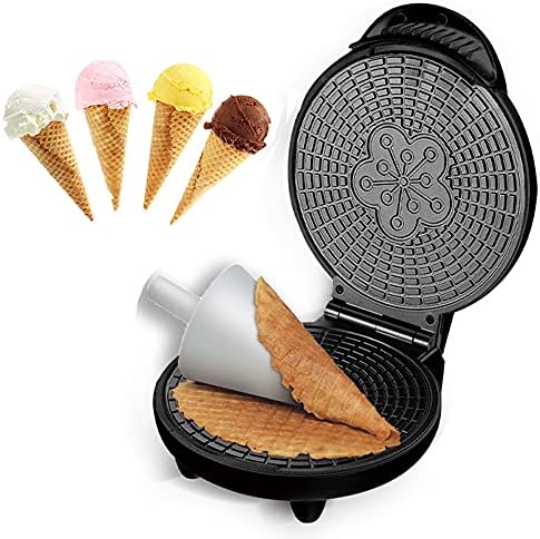 Appareil à Croque Monsieur Électrique Gaufrier Conique, Machine à Cornet De Crème Glacée, Des Nems Revêtement Antiadhésif, Chauffage Double Face, Moule à Dessert Cuisine 1200W Fiche Technique et Prix au Maroc