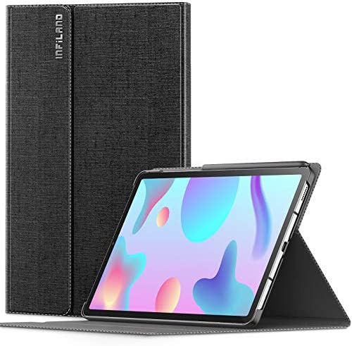 INFILAND Étui Pour Galaxy Tab S6 Lite 10.4 Inch Coque Cuir De Qualité SupéRieure Multi-Angle BéQuille Veille/RéVeil Automatique Compatible Avec Samsung Tab S6 Lite [P610/P615/P613/P619], Noir Fiche Technique et Prix au Maroc