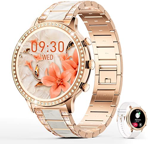 ZKCREATION Montre Connectée Femme Appel - Montre Connecter pour Femme Smartwatch Zirconia Incrusté,Bluetooth Montre Intelligente 20 Modes Sports Fréquence Cardiaque,Sommeil,Podomètre pour Android iOS Fiche Technique et Prix au Maroc