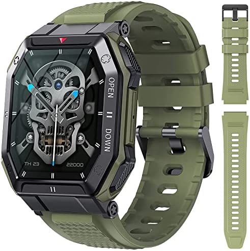 Montre Connectée Homme avec Appels Bluetooth,1.85'' Sport Militaire Montre avec 24 Modes Sportifs,Fréquence Cardiaque,Sommeil,Pression Sanguine,SpO2,Podomètre,IP67 Étanche Smartwatch pour iOS Android Fiche Technique et Prix au Maroc