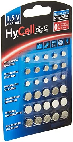 HyCell Jeu économique de 30 Piles Boutons – Set de Piles Contenant Cinq Piles par Type (LR621, LR736, LR626, LR1130, LR1142 & LR1154) – Piles Plates universelles et polyvalentes Fiche Technique et Prix au Maroc