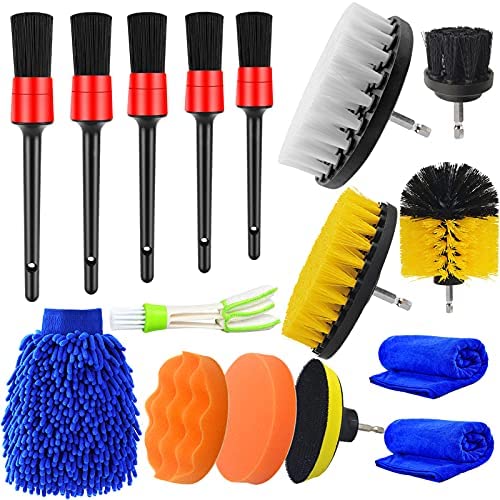 Yumzeco 16Pcs Lot de Brosse Nettoyage Voiture,Pinceau Detailing Auto,Kit de Brosse Nettoyage Voiture Interieur Exterieur,Brosse Nettoyage Perceuse Électrique,Brosse de Jante Voiture Nettoyage de Roue Fiche Technique et Prix au Maroc