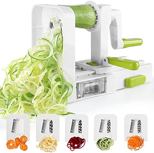 Spiralizer Spiraliseur de Légumes 5 Lames Spiralizer Legume Spaghetti Mandoline Spirale Coupe Légumes Spaghetti Préparation de Spaghettis de Légumes Fiche Technique et Prix au Maroc