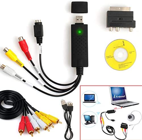Kdjsic 1Set USB2.0 Convertisseur VHS vers DVD Kit de périphérique de Capture Audio Vidéo Câble RCA pour Windows10 Fiche Technique et Prix au Maroc