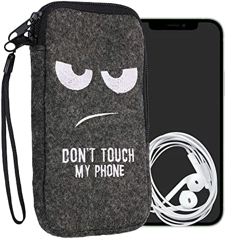 kwmobile Housse de Protection pour Smartphone Compatible avec L - 6,5" - Sacoche de Protection Téléphone Portable en Feutre Don't Touch My Phone Blanc-Gris foncé Fiche Technique et Prix au Maroc