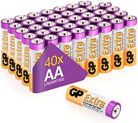 Piles AA - Lot de 40 Piles | GP Extra | Batteries Alcalines AA LR6 1,5v - Longue durée Fiche Technique et Prix au Maroc