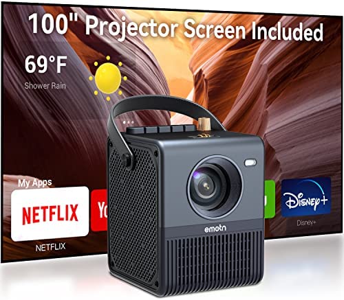 Emotn H1 Mini Projecteur, Natif 1080P, Projecteur Portable 250 Lumens ANSI, Batterie Intégrée, Android 9.0 Projecteur Video, Projecteur Extérieur avec WiFi/Bluetooth/HDMI/USB Fiche Technique et Prix au Maroc