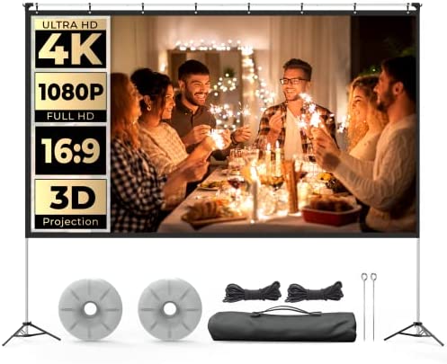 WEWATCH PS01 Écran de Projection sur Pied, Écran Videoprojecteur de 100 Pouces, 16:9 4K HD, Double Face, Écran Videoprojecteur avec Sac de Transport pour intérieur, extérieur, cinéma, Voyage Fiche Technique et Prix au Maroc