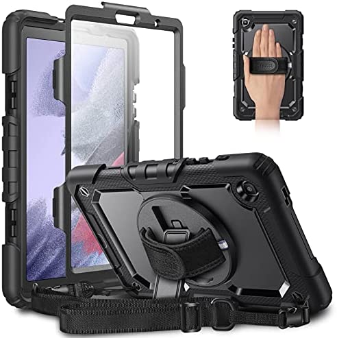 CaseBot Coque Antichoc pour Samsung Galaxy Tab A7 Lite 8.7 2021 SM-T225/T220-Étui Protection d'Écran Intégrée Housse avec 360° Rotative Béquille Pochette et Bandoulière Enfant Adult, Noir Fiche Technique et Prix au Maroc