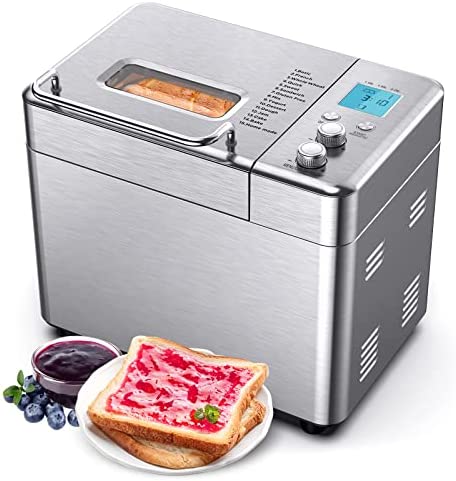 Machine à Pain avec 15 Programmes Préréglés, 15 Heures Préréglées, Capacité de 1000grammes / 2,2 lb , écran LCD, Fonction de Température Constante Machine à Pain et à Gâteaux en Acier Inoxydable Fiche Technique et Prix au Maroc
