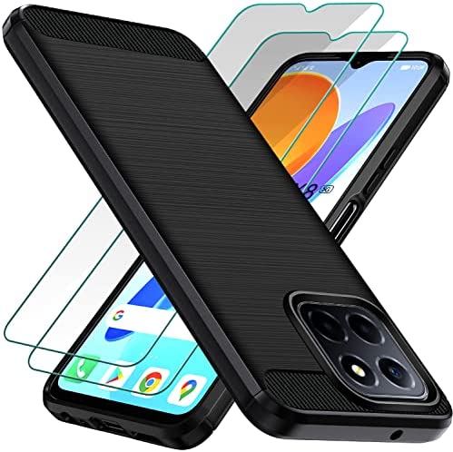 ivoler Coque pour Honor X8 5G / Honor X6 (Pas pour Honor X8 4G) avec 2 Pièces Protection écran en Verre Trempé, Fibre de Carbone Souple TPU Housse Etui de Protection Fiche Technique et Prix au Maroc