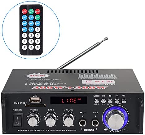 PROZOR Amplificateur Audio Stéréo Bluetooth 300W + 300W Amplificateur Audio Mini Amplificateur Audio Numérique HiFi Musique SD USB FM 12V / 220V avec Télécommande IR Fiche Technique et Prix au Maroc