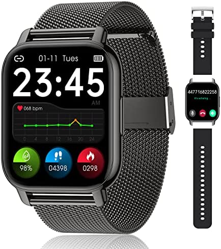 Popglory Montre Connectée Homme Femme avec Appel Bluetooth, 1,85'' Sport Smartwatch Moniteur de Fréquence Cardiaque/Tension Artérielle/SpO2/Podomètre/Sommeil, Montre Intelligente pour Android iOS Fiche Technique et Prix au Maroc