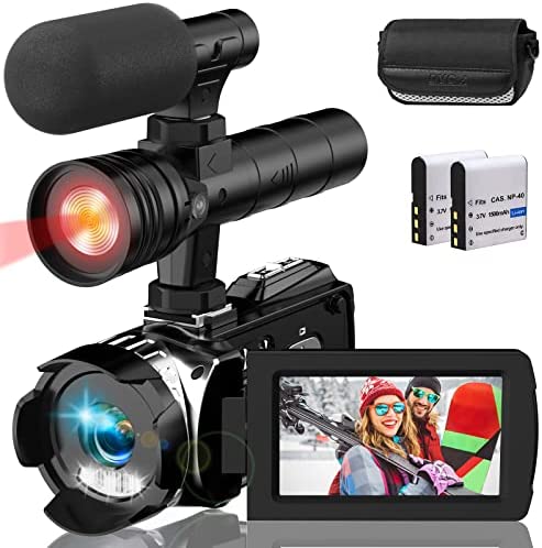 Hojocojo Caméscope 4K Caméra Vidéo UHD 48 MP IR Version Nuit Caméra Vlog, 60 FPS 24X Zoom Numérique 3" Écran Rotatif IPS Caméra Youtube avec Microphone LED Fill Light 2 Batteries Fiche Technique et Prix au Maroc