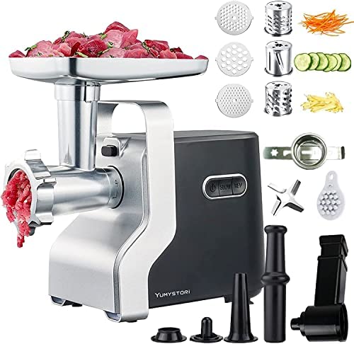 Hachoir à Viande Électrique,5 en 1 Hachoir à Viande 2500W Max avec 3 Plaques de Broyage y 3 Tambours pour râper ou émincer en Acier Inoxydable, Accessoire de Kubbe et de Saucisse, Cookie Fiche Technique et Prix au Maroc