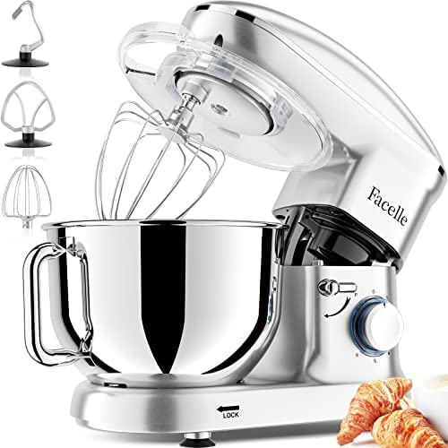 Robot Pâtissier Facelle 1500W Petit électroménager 6,2 L,Robot Pétrin Professionnel avec Fouet, Batteur, Crochet, Bol d'Acier Inoxydable, 6 +P Vitesses (Blanc) Fiche Technique et Prix au Maroc