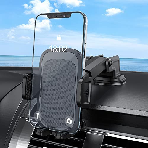 BONADA Support Telephone Voiture, Rotation 360° Porte Telephone Voiture Ventouse, Un Bouton de Libération Support téléphone pour 4 -7 Pouces Smartphones iPhone 14 13 12 Samsung Galaxy S22 Fiche Technique et Prix au Maroc
