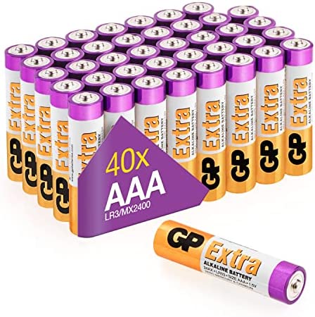 Piles AAA - Lot de 40 Piles | GP Extra | Batteries Alcalines AAA LR03 1,5v - Longue durée Fiche Technique et Prix au Maroc