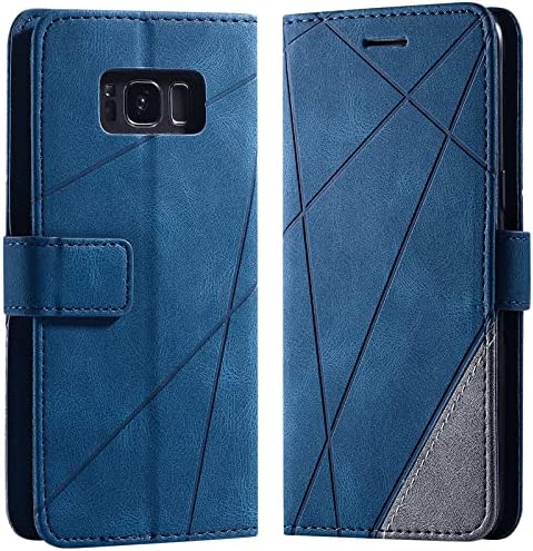 Vankii Coque pour Samsung Galaxy S8, Rabat Portefeuille de Protection Cuir PU Etui, Slim Silicone TPU Bumper Magnétique Housse, Flip Porte Cartes avec Fonction Support Cover Antichoc Case (Bleu) Fiche Technique et Prix au Maroc