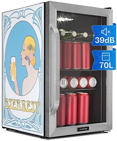 KLARSTEIN Mini Frigo de Chambre de 70L pour Boissons et Bieres, Petit Frigo Silencieux, Mini Bar Intérieur/Ext, Petit Refrigérateur Camping, Stockage de Vins et Boisssons, Étagères Amovibles, 0-10°C Fiche Technique et Prix au Maroc