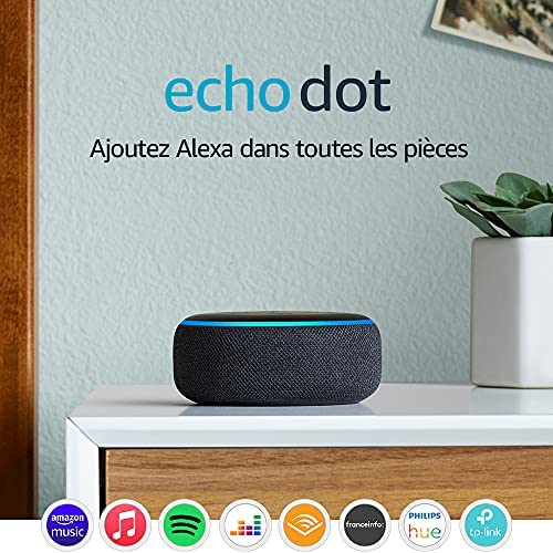 Echo Dot (3ème génération), Enceinte connectée avec Alexa, Tissu anthracite Fiche Technique et Prix au Maroc