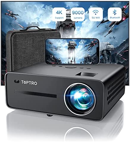 Vidéoprojecteur 5G WiFi Bluetooth, TOPTRO X5, 9000 Lumens Projecteur 4K Supporté ,1080P Full HD Rétroprojecteur Portable, Zoom,Compatible avec iOS/PS5/Android/TV Stick etc. Fiche Technique et Prix au Maroc