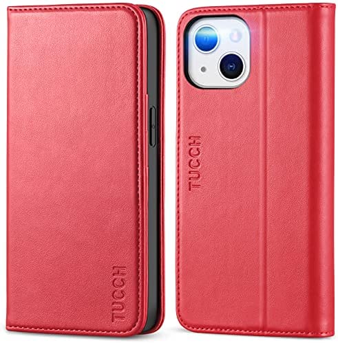 TUCCH Coque iPhone 13 5G, Etui Portefeuille iPhone 13 [Béquille] [Fentes pour Cartes] Antichoc TPU Folio Housse avec Rabat Cuir PU Premium pour iPhone 13 6,1 Pouces - Rouge Fiche Technique et Prix au Maroc