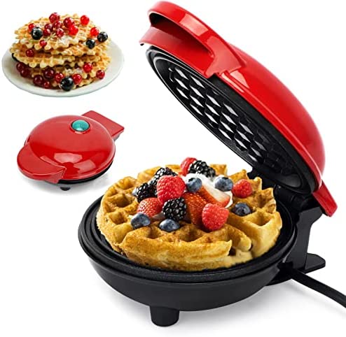 Gohytal Gaufrier Mini, mini gaufrier électrique,Gaufrier pour galettes, Appareil à croque monsieur, Gaufrier Rond Electrique Waffle Maker,Machine à Petit Gaufres avec Revêtement Antiadhésif,DIY Baking Fiche Technique et Prix au Maroc