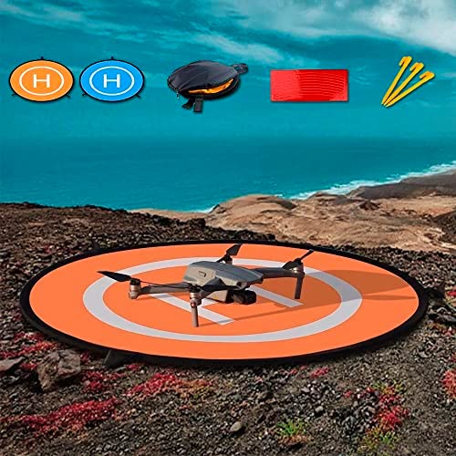 Hoggy Aire d'atterrissage 55cm, Héliport de drone, Aire d'atterrissage, Pour drone DJI Mini 3 Pro, Mavic 2 Phantom Autel Nano Drone Holy Stone FPV RC Hélicoptère Piste de décollage, Orange et Bleu Fiche Technique et Prix au Maroc