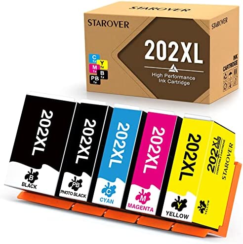 STAROVER Cartouche d'encre Compatible Remplacement pour Epson 202XL 202 XL pour Epson Expression Premium Xp-6000 Xp-6005 Xp-6001 Xp-6100 Imprimante (5 Paquet) Fiche Technique et Prix au Maroc