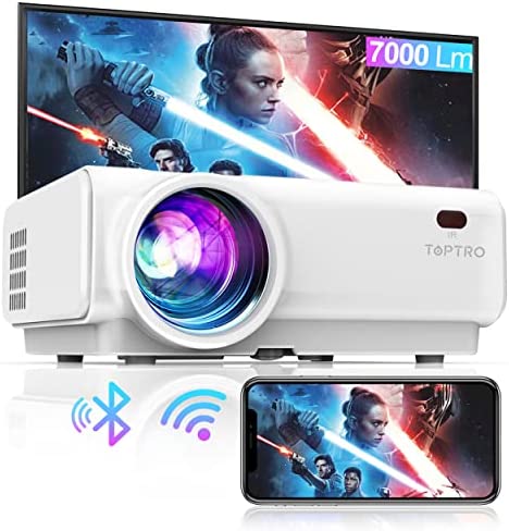 Vidéoprojecteur WiFi, TOPTRO 7000 Lumens Bluetooth Mini Projecteur Portable Soutien Full HD 1080P Rétroprojecteur Home Cinéma, Zoom X/Y, Contraste 10000:1, LED 60000 Heures Fiche Technique et Prix au Maroc