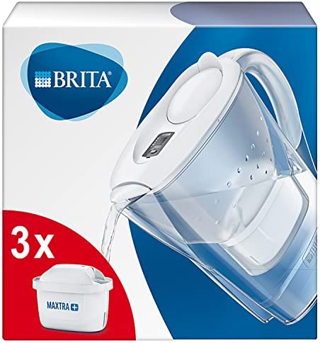BRITA Carafe filtrante Marella blanche (2,4l), 3 filtres MAXTRA+ inclus, réduit le calcaire, le chlore et le plomb pour une eau du robinet plus pure – dans emballage Smart Box durable Fiche Technique et Prix au Maroc