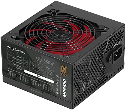 Mars Gaming MPB550, Alimentation PC ATX 550W, 6 Ans Garantie, 80Plus Bronze 230V, Technologie AI-RPM Silencieuse, +90% Efficacité, Noir Fiche Technique et Prix au Maroc