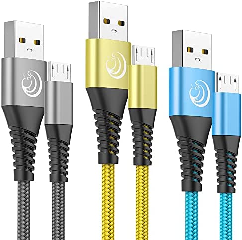 Yosou Lot de 3 Câbles Micro USB en Nylon Tressé de 2m à Charge Rapide pour Android, Long Chargeur Cordon Compatible avec Samsung Galaxy S6 Edge S7 S5 J7 J6 J5 J3,LG,PS4 Manette,Huawei Honor 8X Y5/6/7 Fiche Technique et Prix au Maroc