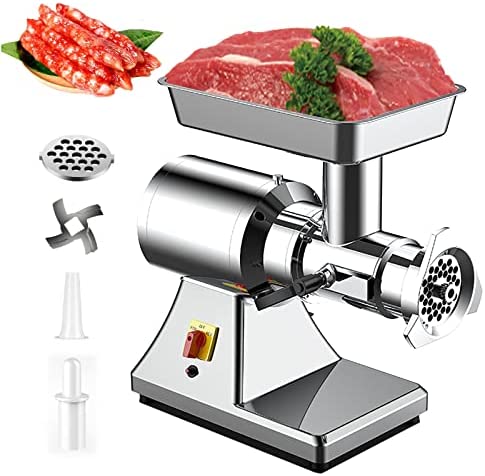 Hachoir à viande commercial 1500 W, hachoir à viande électrique 661 lb/h, hachoir à viande en acier inoxydable, fabricant de saucisses commerciales, pour usage industriel et domestique Fiche Technique et Prix au Maroc
