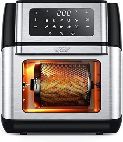 Innsky Friteuse Sans Huile 10L, Mini-four à Air 10 en 1 avec Rôtissoire et Déshydrateur, Friteuse à Air Chaud 1500W avec Affichage LED, Air Fryer 6 Accessoires et Livre de recettes - Acier Inoxydable Fiche Technique et Prix au Maroc