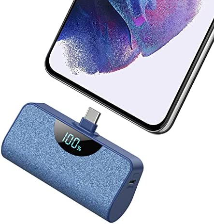 Pxwaxpy USB C Batterie Externe 5200mAh Mini Power Bank Connecteur Intégré Chargeur Portable avec Affichage LED Compatible avec Les Téléphones USB C - Huawei Samsung Xiaomi OnePlus Pixel etc - Bleu Fiche Technique et Prix au Maroc