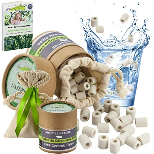 Aimez La Nature 100 Perles de Céramique EM® Avec Joli Pack Ecologique et Sachet Coton Certifié Bio, Purificateur Naturel Eau Robinet, Filtration Eau pour Carafe Bouilloire Lave Linge Lave Vaisselle Fiche Technique et Prix au Maroc