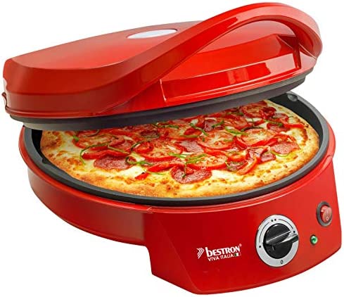 Bestron Four à Pizza Électrique, Four à Pizza Jusqu'à 230°C, Chauffage Haut/Bas pour Pizza Faite Maison Ou Surgelée, Tarte Flambée, Quiche Ou Wraps Jusqu'à Ø 27Cm, 1800 Watts, Couleur: Rouge Fiche Technique et Prix au Maroc