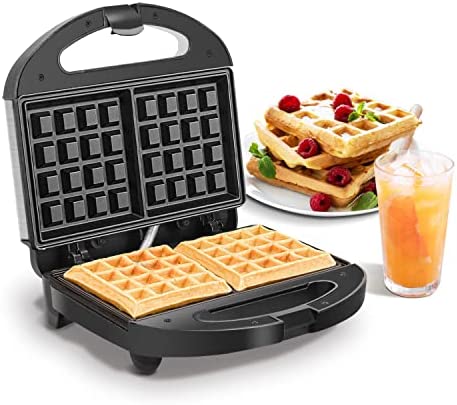 Aigostar Neil - Gaufrier compact 0% BPA de 800 W. 2 gaufres, plaques plus profondes. Revêtement antiadhésif et poignée Cool touch toujours froide. Nettoyage facile. Fiche Technique et Prix au Maroc