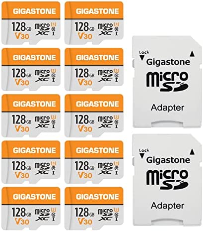 Gigastone Carte Mémoire 128 Go Lot de 10 Cartes, Compatible avec Gopro Caméra Drone Tablette Samsung Sony, Haute Vitesse pour 4K UHD Vidéo, A1 U3 C10 Carte Micro SDXC avec Mini étui et Adaptateur SD. Fiche Technique et Prix au Maroc