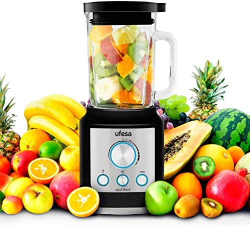 Ufesa BS4950B Opal Black Blender Mixeur, 1800W, 1.8L, Contrôle de Vitesse Électronique LED, 3 Fonctions, Turbo, Glace et Smoothies, 6 Lames en Titane, Sans BPA, Inox Fiche Technique et Prix au Maroc