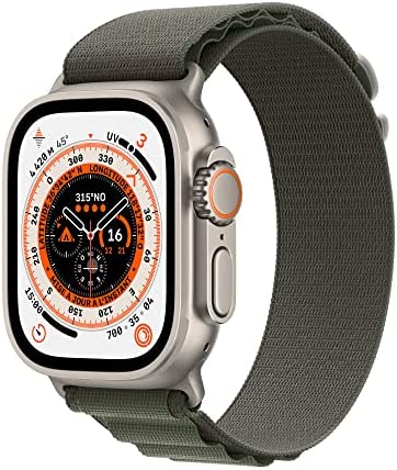 Apple Watch Ultra (GPS + Cellular, 49mm) Montre connectée - Boîtier en Titane avec Boucle Alpine Vert - Medium. Suivi de l’activité Physique, GPS Haute précision,autonomie Extra-Longue durée Fiche Technique et Prix au Maroc