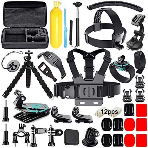 50-en-1 Kit d'Accessoires pour caméra d'action pour Gopro Hero 2018 Hero 7 6 5 4 3 Hero 5 Noir, Session Héros Session Campus Akaso Crosstour Apeman Sony with Carrying Case Fiche Technique et Prix au Maroc