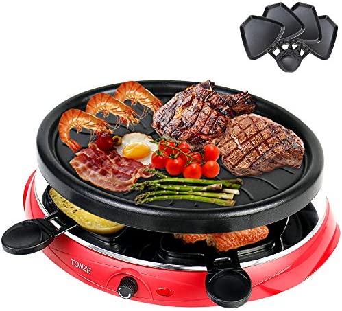 Raclette 4 Personnes - Appareil a Raclette pour 2 Personnes Électrique Traditionnel Revêtement Anti-Adhésif Plaque de Cuisson, 4 Raclette Plancha - 900W Fiche Technique et Prix au Maroc