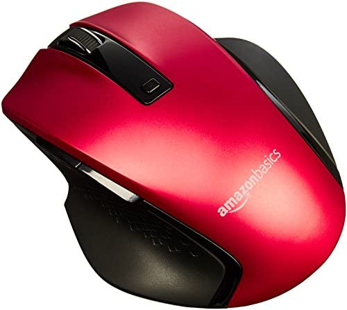 Amazon Basics Souris ergonomique sans fil compacte avec défilement rapide, Rouge Fiche Technique et Prix au Maroc