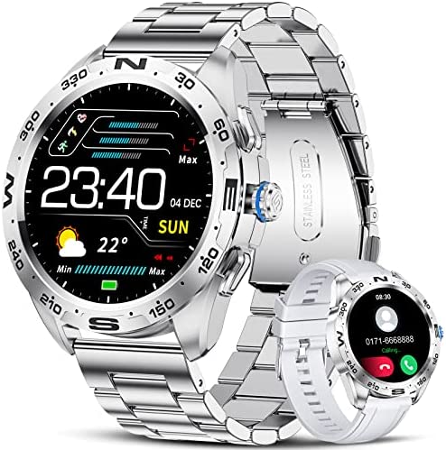 LIGE Montre Connectée Homme, Appel Bluetooth/Mot de Passe de Protection/Assistant Vocal, Montre Connecté 20 Modes Sportifs, Fréquence Cardiaque, Smartwatch IP67 Étanche pour Android iOS, Argent Fiche Technique et Prix au Maroc