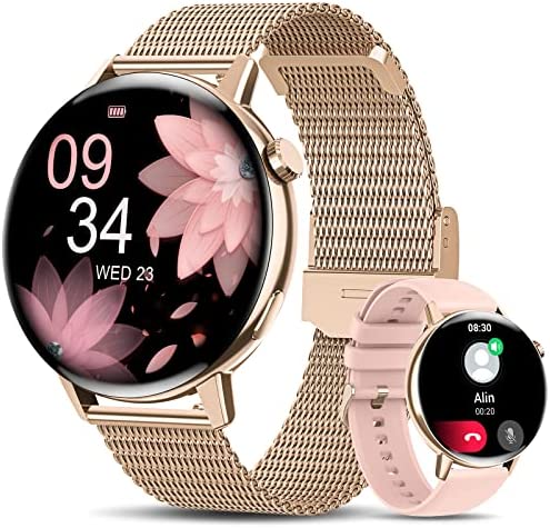 Montre Connectée Femme 2023 avec Appels Numérotation Bluetooth 5.1, SWGOTA 1.32'' HD Smartwatch Fonction Féminine/Fréquence Cardiaque/20 Modes Sportifs/Sommeil/SpO2/Lecteur Musique iOS Android Or Rose Fiche Technique et Prix au Maroc